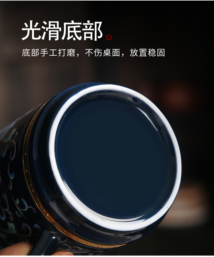 Jingdezhen ceramic cup 999 sterling silver master cup with cover filter glass cup keller cup of office