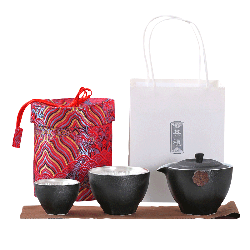 Tasted silver gilding a pot of 2 cup two cups of kung fu tea sets travel the receive portable bag custom to crack a cup of black