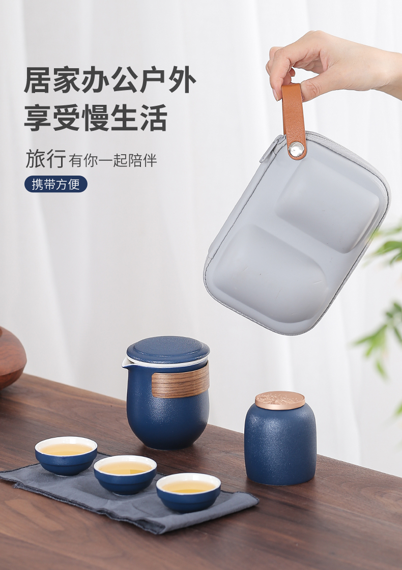 To crack a pot of three two glass ceramic ji blue portable single parcel office travel tea set custom