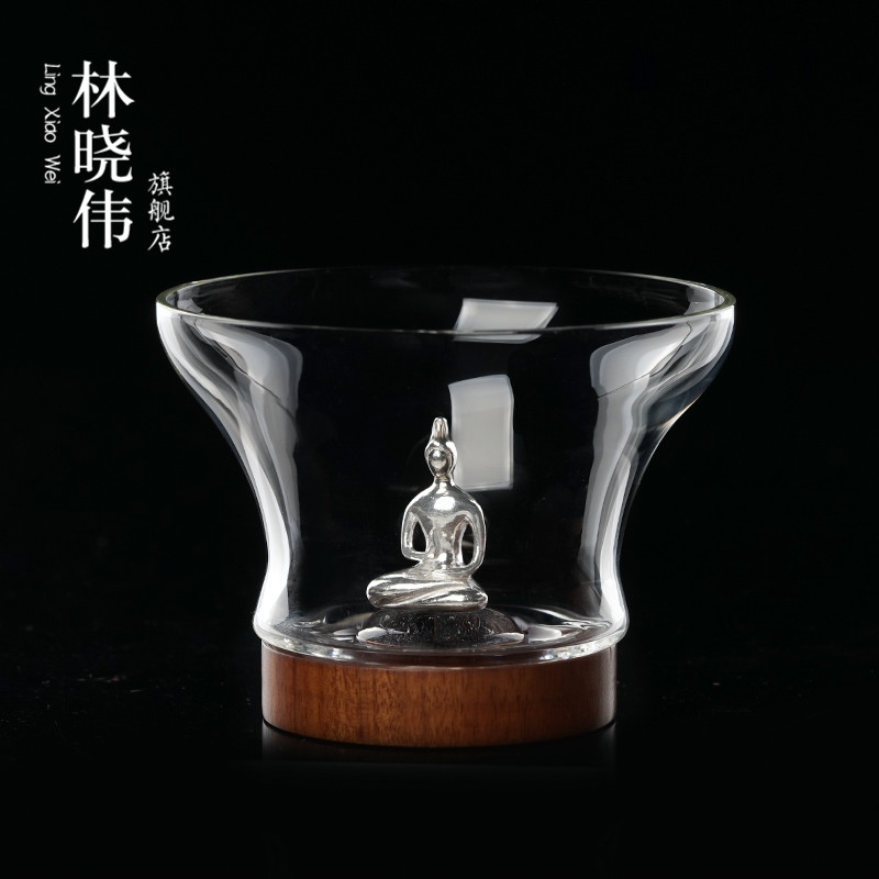 Pure silver master cup heat resistant glass cup Zen silver cup of personal cup kung fu cup thicker cup