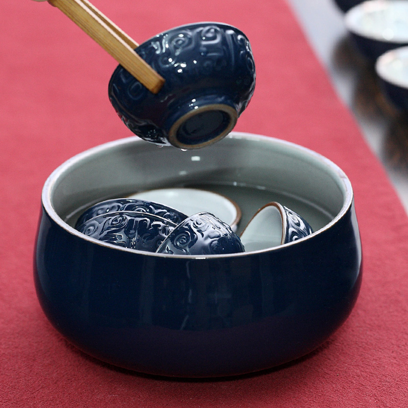 Black pottery with silver large tea wash to extra - large ceramic water jar household kung fu tea accessories to use writing brush washer tea taking with zero