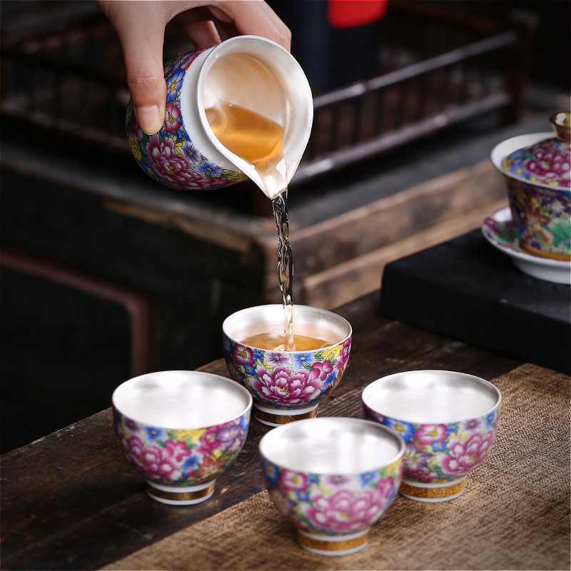 Grilled Lin Xiaowei coppering. As silver flower fair keller kung fu tea set zero distribution of tea ware and CPU jingdezhen tea bag sea mail