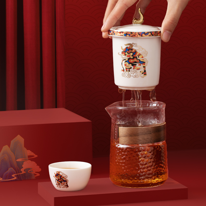 Travel kung fu tea set suit portable bag with a pot of three cups of hot crack of glass cup ceramic gifts customized