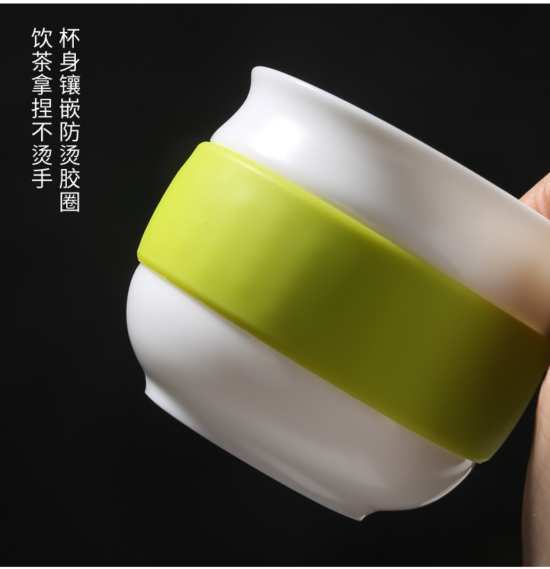 Lin Xiaowei dehua white porcelain crack glass ceramic a pot cup suet jade kung fu tea set portable travel home