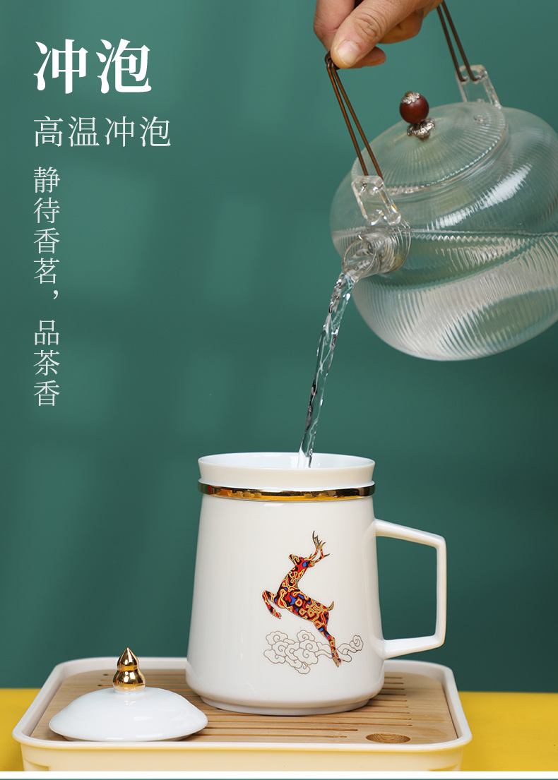 Jingdezhen ceramic filter with cover glass tea cup cup high - capacity gifts custom office a cup of tea separation