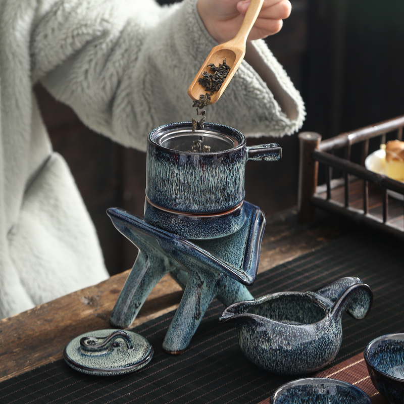 Lin Xiaowei ceramic kung fu tea set household masterpieces with YinJian lamp automatic variable lazy stone mill tea set