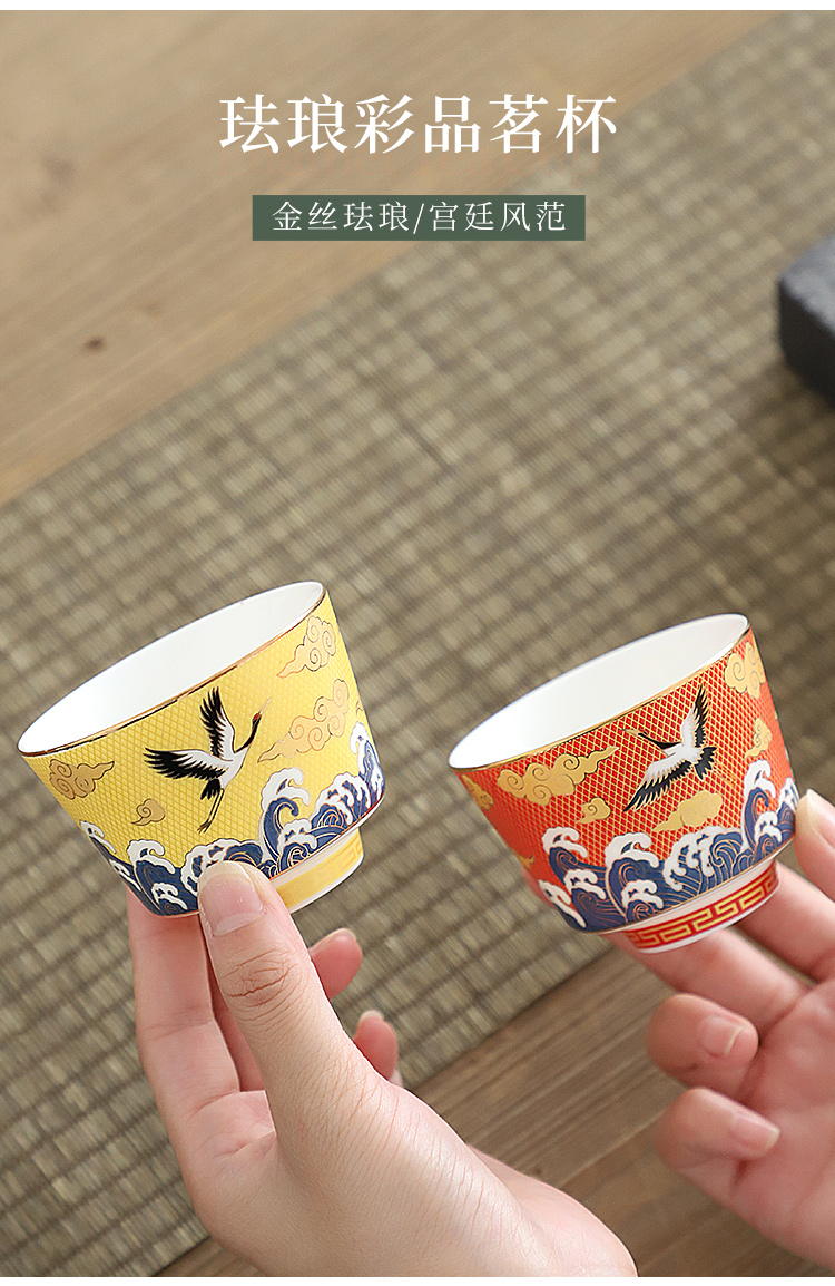 Ceramic hand - made teacup suit master cup single cup large kung fu tea set sample tea cup cup 4 gift boxes