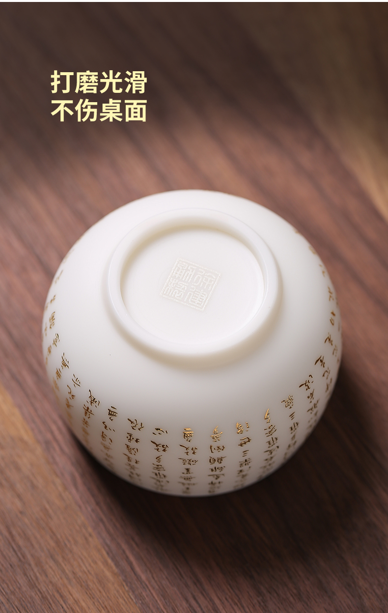 Wufu cup dehua suet jade emperor white porcelain cup sample tea cup ceramic large master cup single CPU kung fu tea set