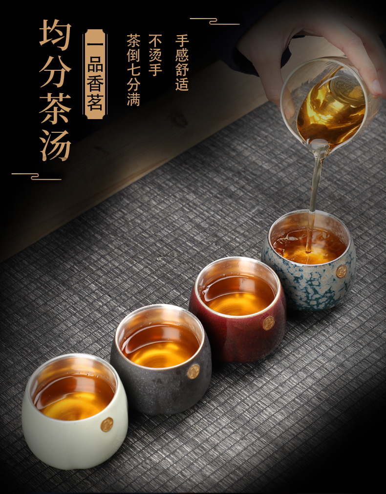 Tasted silver gilding ceramic sample tea cup 999 gift boxes manual paint small kung fu master Chinese style restoring ancient ways is a cup of tea cups light