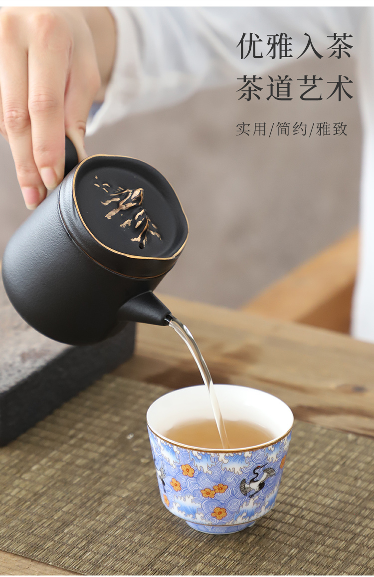 Ceramic hand - made teacup suit master cup single cup large kung fu tea set sample tea cup cup 4 gift boxes