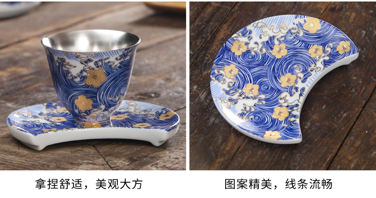 Jingdezhen ceramics with silver cup coppering. As the sample tea cup mat silver cups kung fu tea masters cup single cup of tea