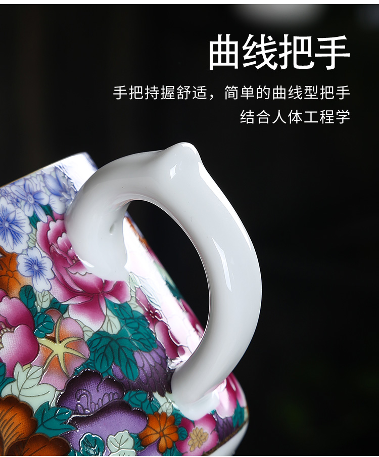 Jingdezhen 999 sterling silver enamel porcelain cup with cover cup silver cup master cup coppering. As office