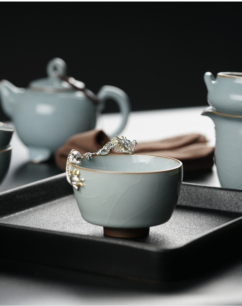 Master your up cup tea cup single CPU ceramic checking sample tea cup, the silver couples to cup your porcelain kung fu tea set