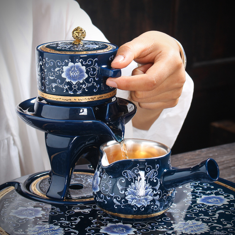 Fit creative ceramic semi - automatic teapot lazy tea ware has contracted household porcelain of kung fu tea set a single hot