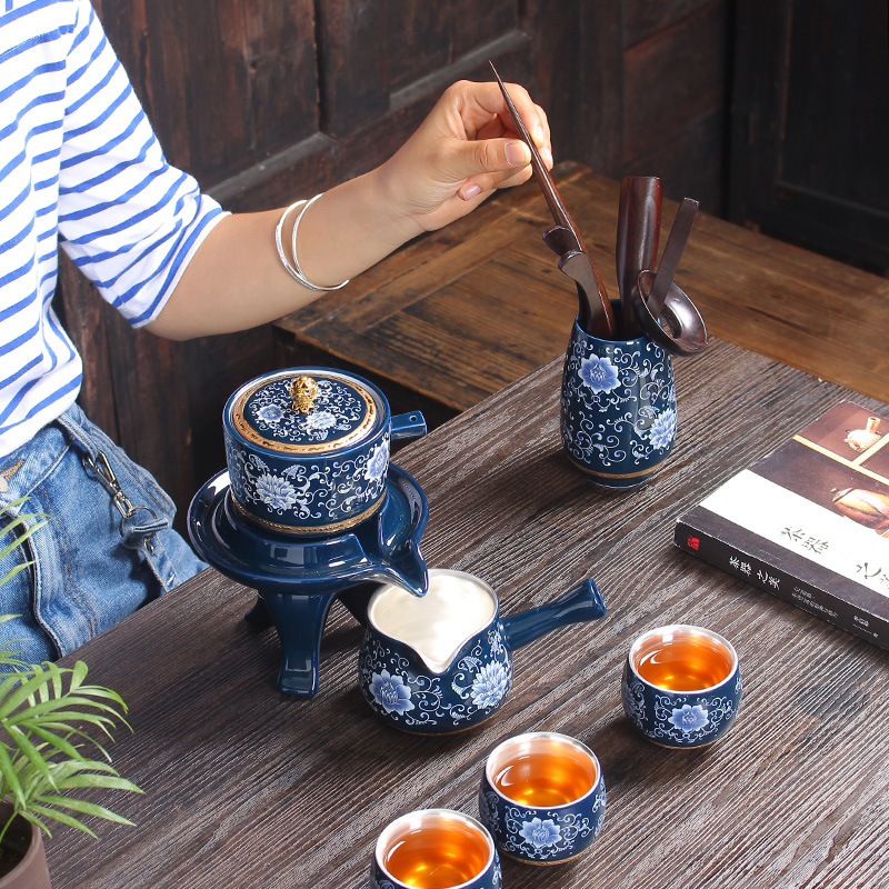 Fit creative ceramic semi - automatic teapot lazy tea ware has contracted household porcelain of kung fu tea set a single hot