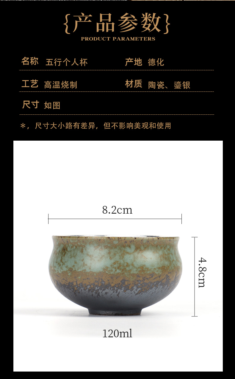 Tasted silver gilding five lines of glass ceramics master kung fu tea cup set five ancient jun single cup sample tea cup tea set size