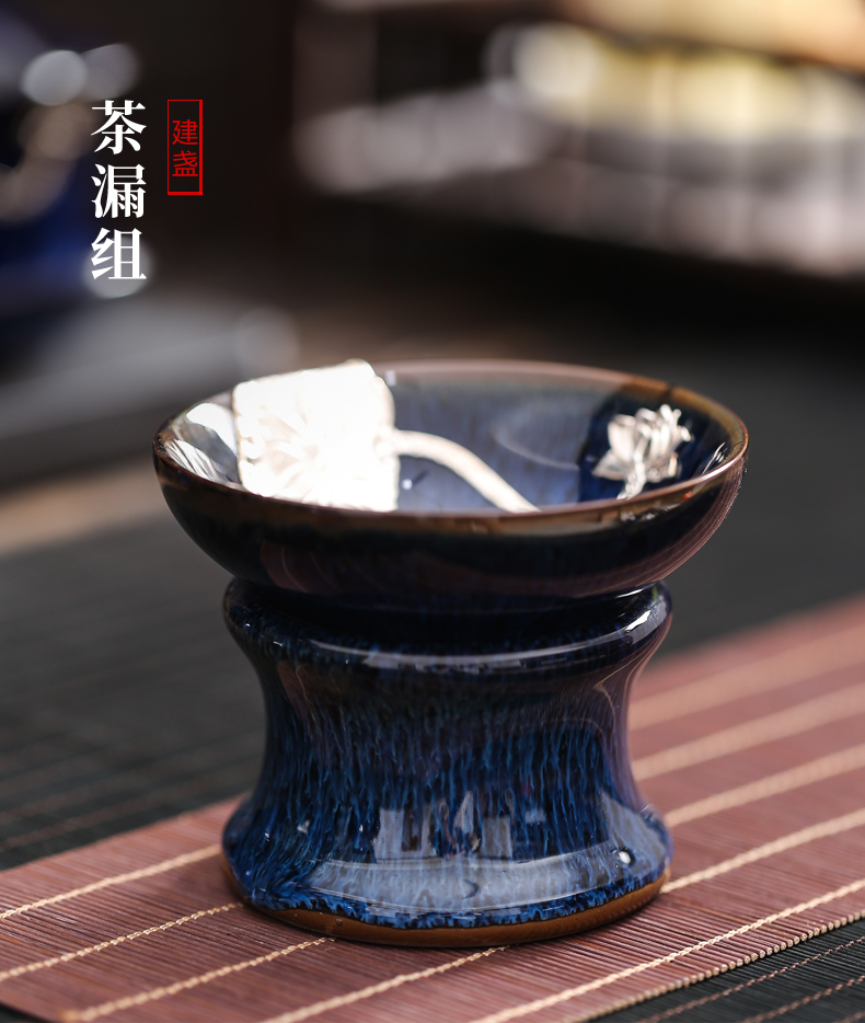 Jingdezhen temmoku built light silver ceramic tea caddy fixings mini storage seal packaging tea accessories