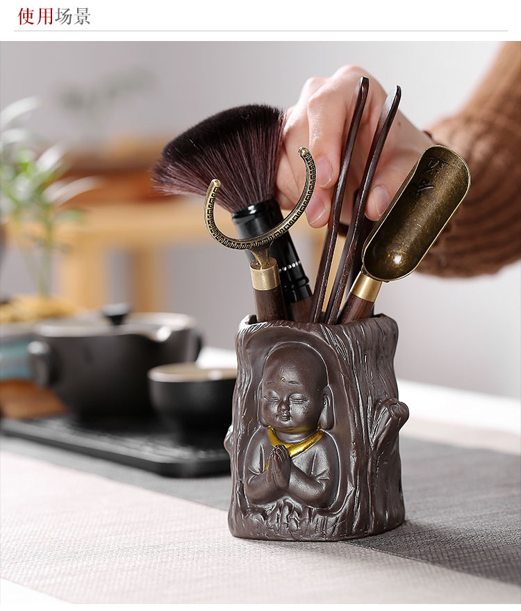Black pottery tea six gentleman 's suit kung fu tea accessories ebony wood ChaGa tea tea tea tray was furnishing articles