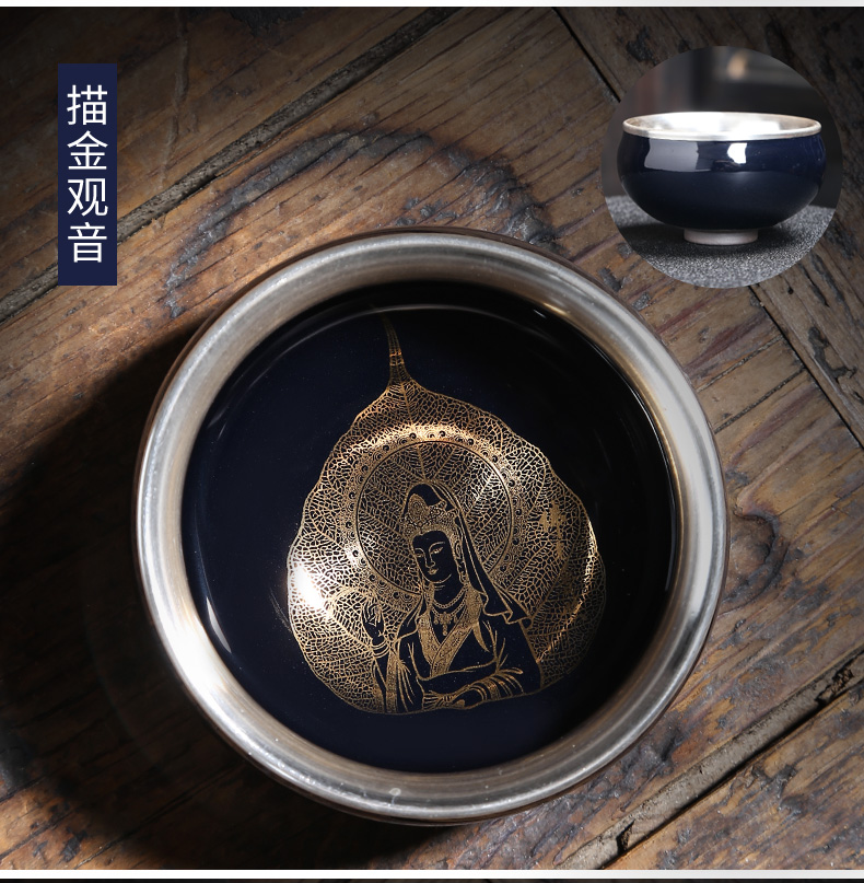 Lin Xiaowei tasted silver gilding kung fu tea cup built light ceramic bowl, master sample tea cup cup manually Japanese home