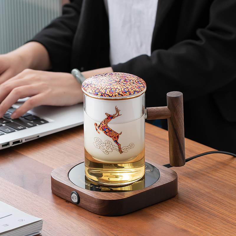 Creative glass heat - resistant glass keller enamel - lined filter office cup cup wood handle tea cup