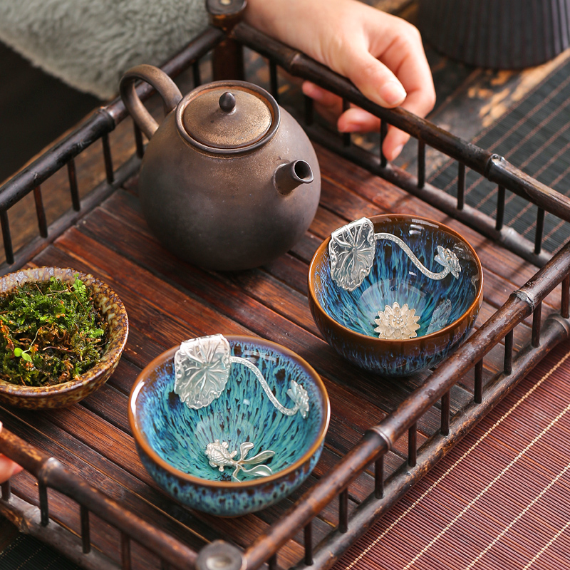 Silver oil droplets temmoku built one masters cup cup pure manual single glass up ceramic kung fu tea tea tea set
