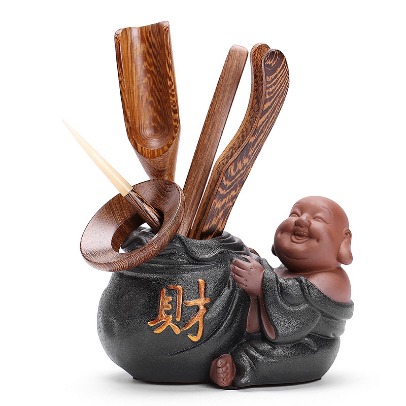 Black pottery violet arenaceous ebony furnishing articles 6 gentleman kung fu tea accessories maitreya tea pet boutique chicken wings wood tea set