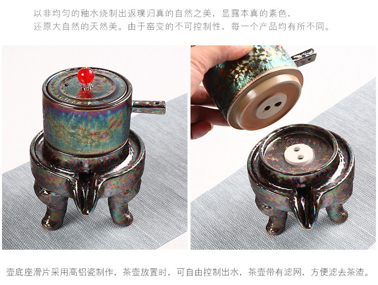 Colorful up with silver, semi - automatic kung fu tea set household whitebait glass ceramic lazy stone mill make tea