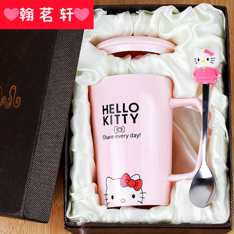 Express cartoon keller creative ceramic keller cup with cover spoon princess picking for a cup of coffee cup female students