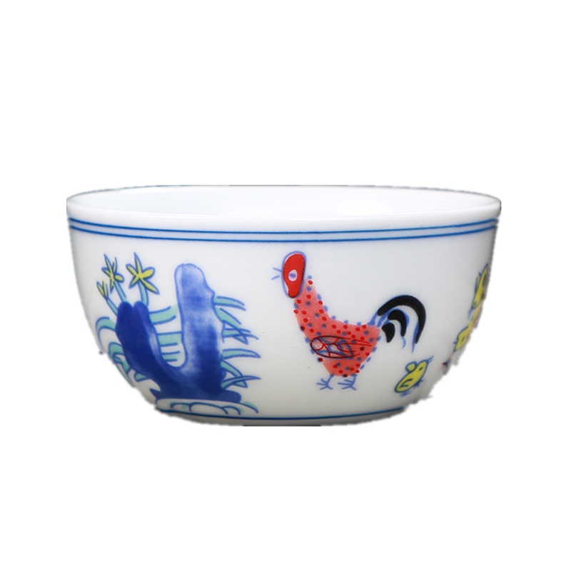 Jingdezhen half hand - made of da Ming chenghua bucket color ceramic cups chicken cylinder cup archaize kung fu master sample tea cup single CPU