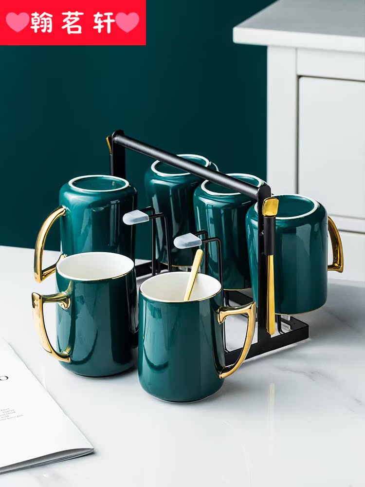 Nordic mugs suit luxurious ceramic up phnom penh couples for a cup of milk cup large capacity malachite green office cup