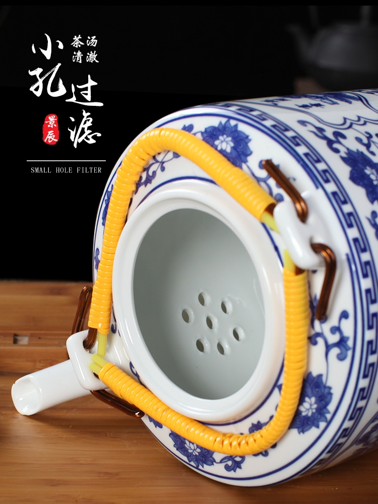 Jingdezhen ceramic teapot high - capacity cool large blue and white porcelain kettle cold old girder kettle pot of tea