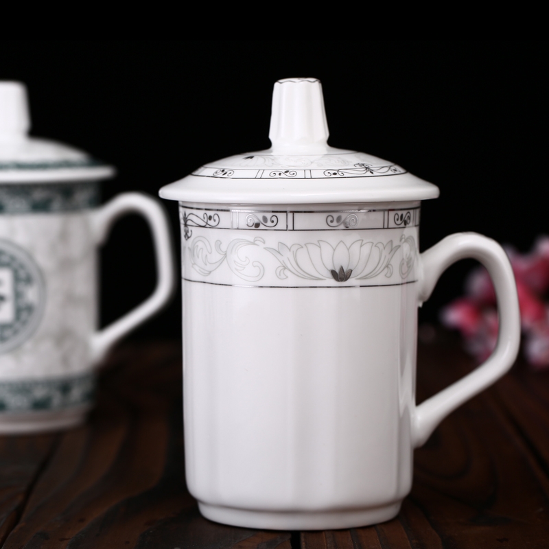 Jingdezhen ipads China custom ceramic cup hotel inn the meeting office household glass cups with cover