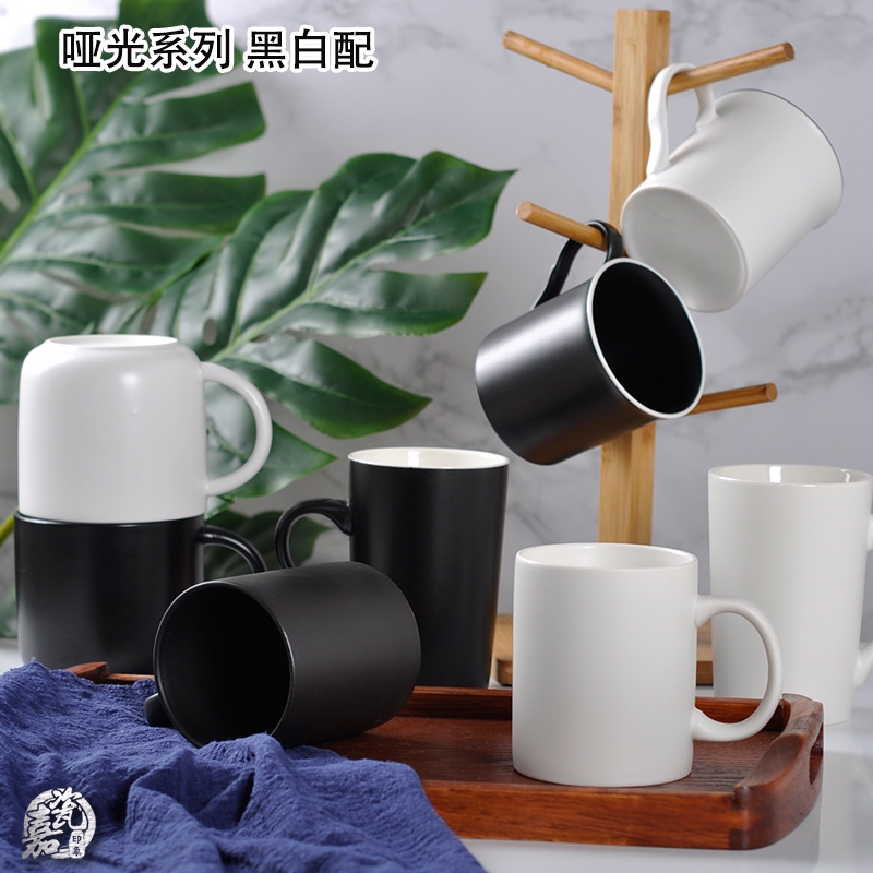 Contracted white ceramic keller cup custom logo heat transfer advertising cup custom - made pictures lettering with cover