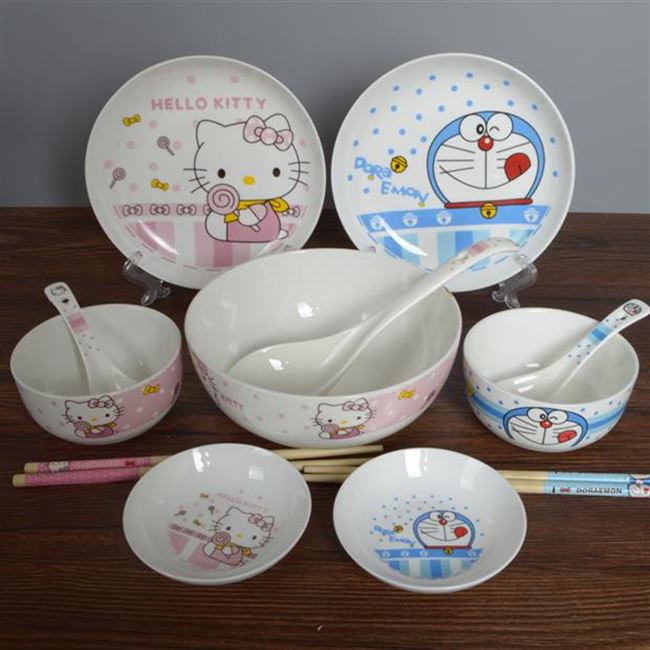 The Mount ceramic ceramic Hello Kitty bowl spoon, household see rainbow such as bowl noodles household oats plates