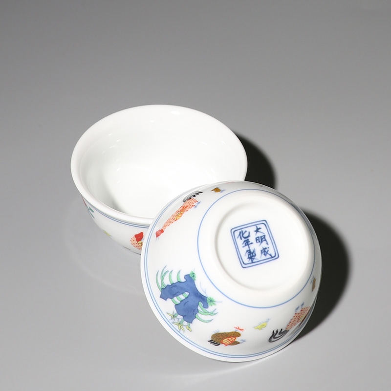Jingdezhen Ming chenghua chicken color bucket cylinder of archaize master kung fu tea cup cup cup sample tea cup