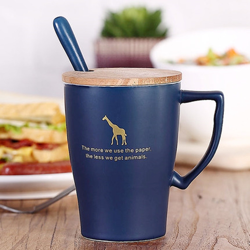Glass ceramics special creative cup coffee cups mark went home with cover spoon contracted cup ins restoring ancient ways
