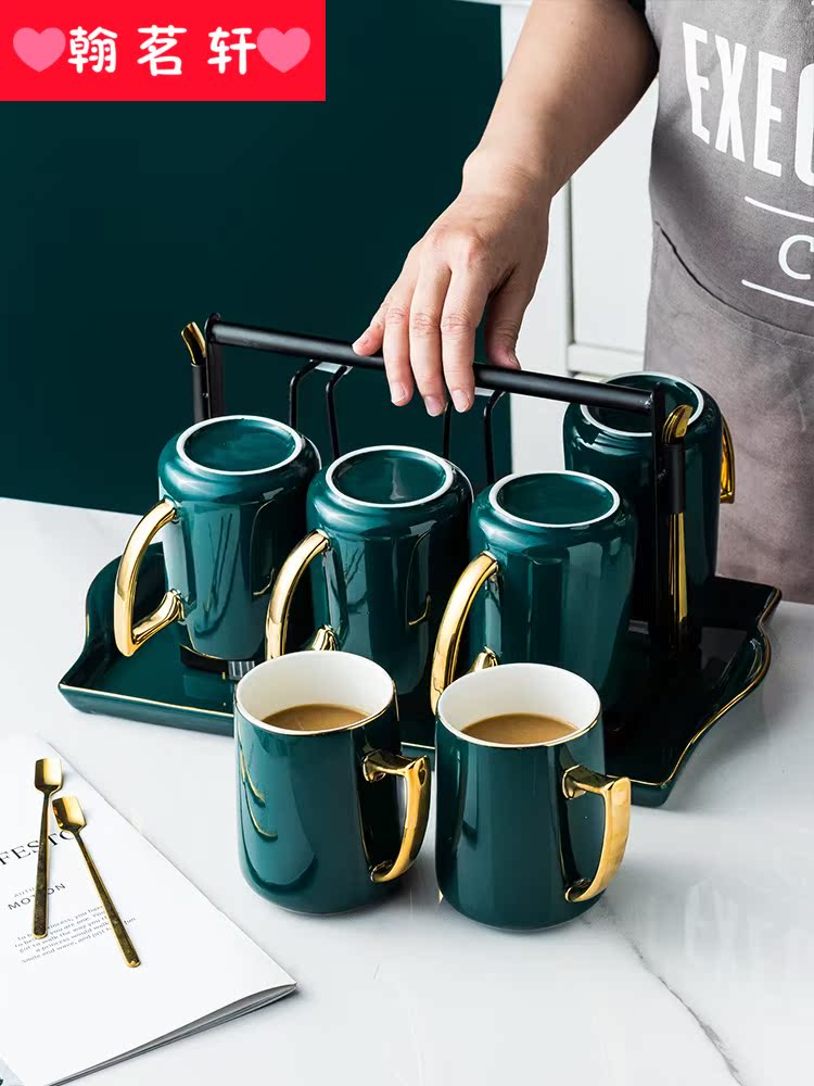 Nordic mugs suit luxurious ceramic up phnom penh couples for a cup of milk cup large capacity malachite green office cup