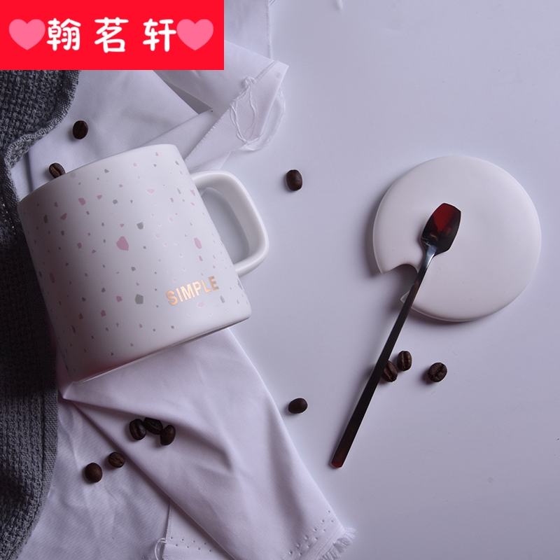 The mark cup with cover girl run out of sen is contracted ins ceramic cup fresh cold wind breakfast cup