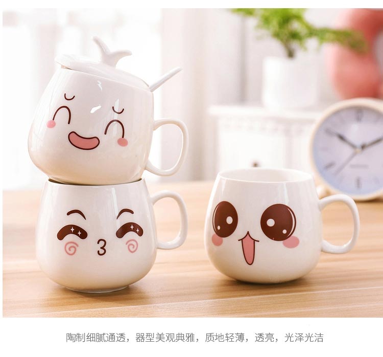 The Children 's lovely cartoon water cup from "women' s ceramic with cover cup handle is a cup of coffee cup brush my teeth gargle cup