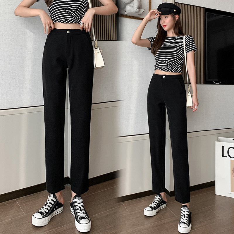 Women's casual pants 2022 summer new suit pants women's straight-leg loose drape high-waisted slim nine-point pants