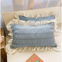 Pillowcase ins girl heart princess wind small fresh cute solid color single Korean lace dormitory student female simple