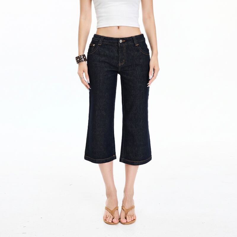 Hddd Retro Low-Waist Raw Denim Slim-Fit Cropped Pants Summer Flared Women's Jeans Hddd Retro Low-Waist Raw Denim Slim-Fit Cropped Pants Summer Flared Women's Jeans