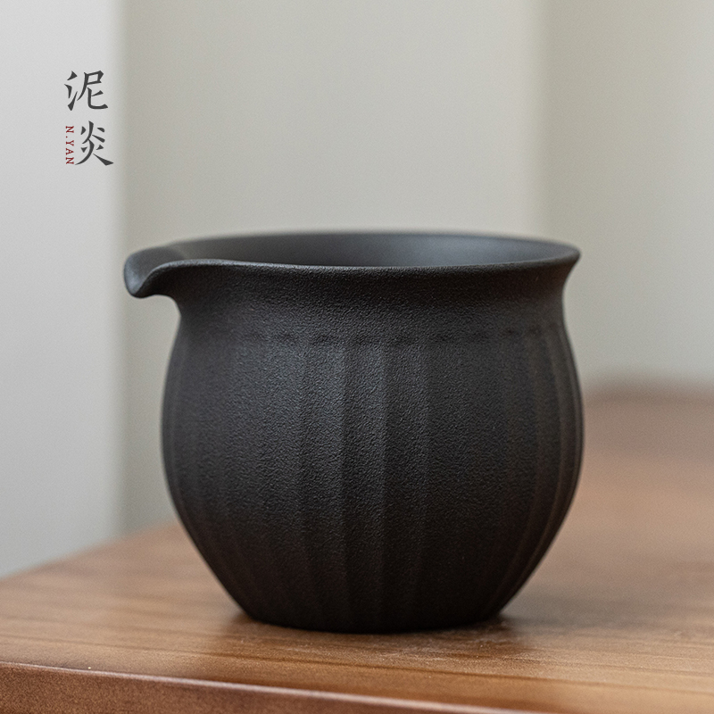 Black Tao Justice Cup Ceramics Public Cup Big Number Tea Sea Uniform Cup Kongfu Tea With Tea Leaf with Tea-Tea Uniform Cup of Tea Road Zero-worthy