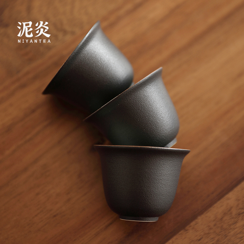 Black Pottery Tasting Cup Single Cup Ceramic Kutian Tea Cup Tea Cup Home Pu'er Small Tea Bowl Personal Cup Master Cup of tea