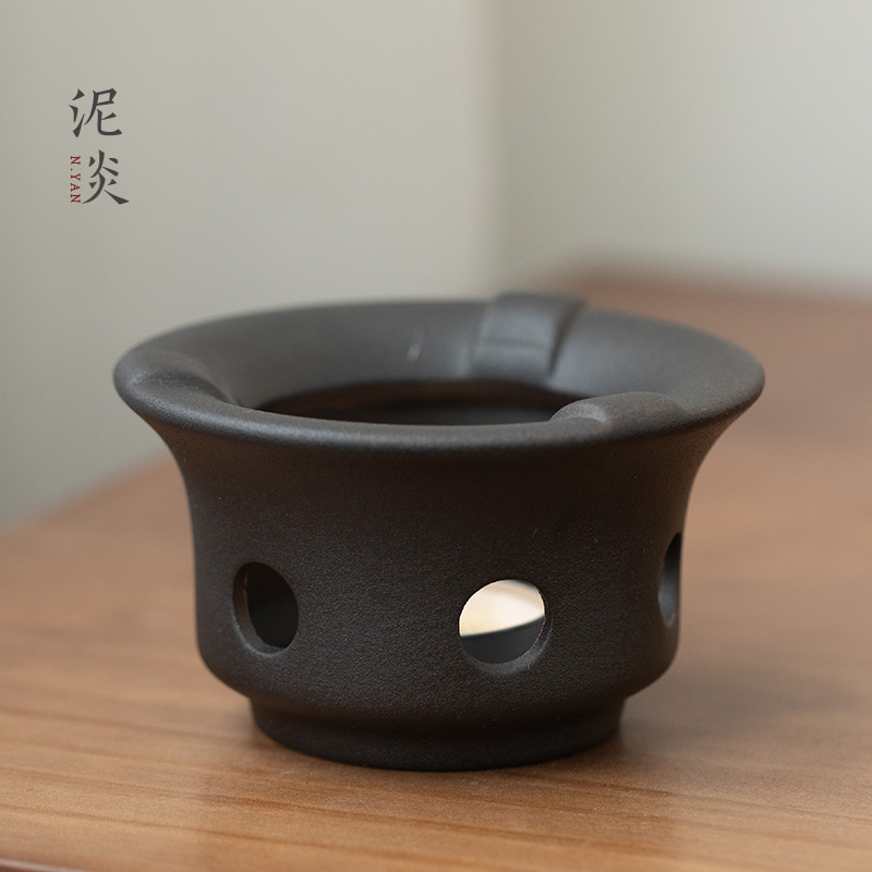 Japan-style Black Pottery Warm Tea Oven Wax Candle Holder Wine Fine Lamp Base Dry Burning Table Teapot Heater Winter Day Small Warm Tea Ware