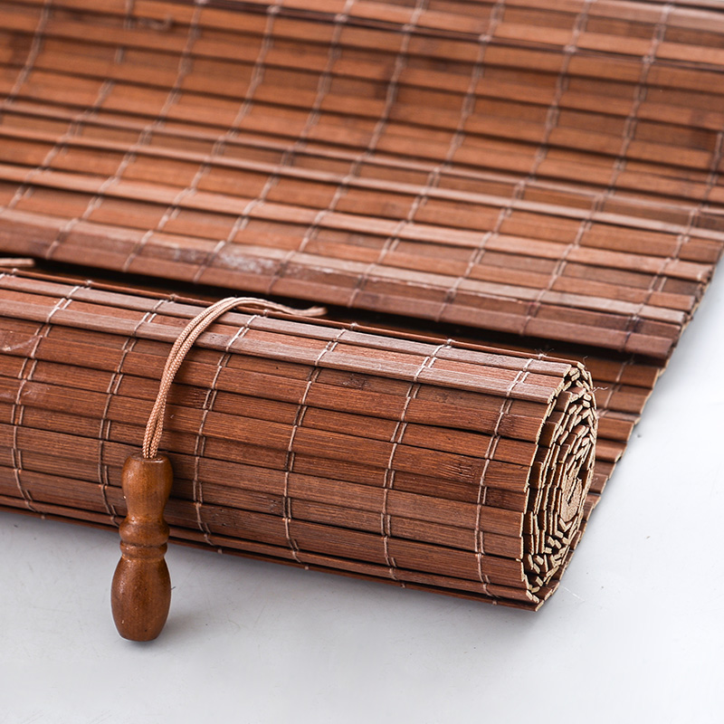 New Chinese Bamboo Curtain Shading Sunscreen Antique Retro Tea Room Tea House Office Dining Room Partition Hand Roller Curtain