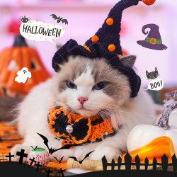 Halloween Decorations Pet Bibs Cat Collars Dog Hats Knitted Clothes Funny Costumes Photo Props Dress-Up