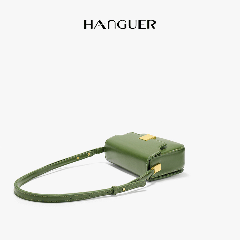 HANGUER&CK niche design green small square bag female 2022 new wild pet back messenger bag