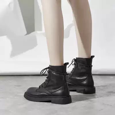 Martin boots female English style 2021 New Joker thick heel short boots Net red lace spring and autumn single boots short tube locomotive boots