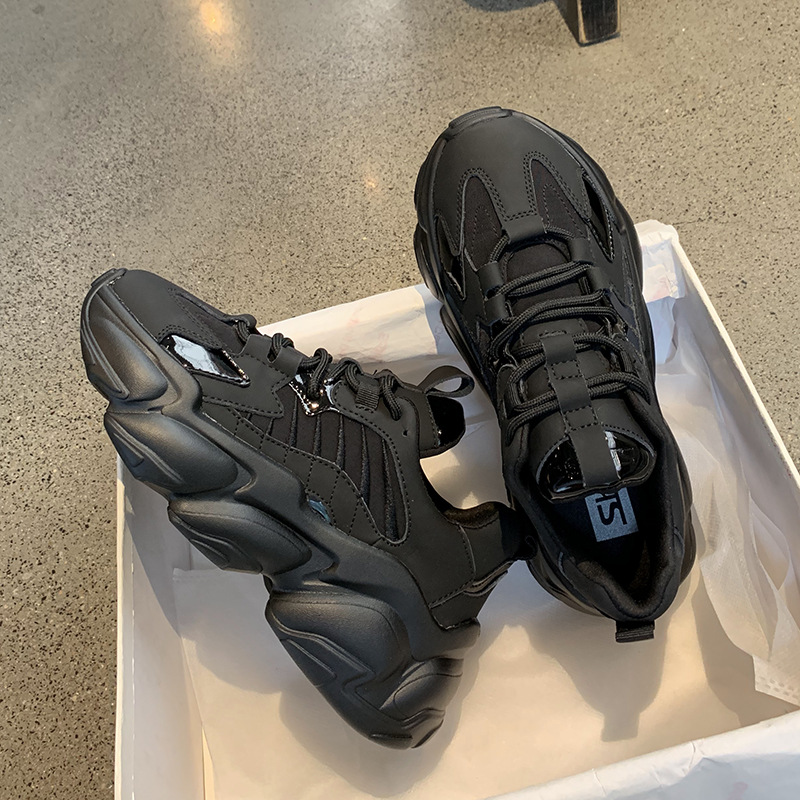 100 lap 2022 spring black Old daddy Shoe women Chains overfire explicit foot small thick bottom European station net red sneakers